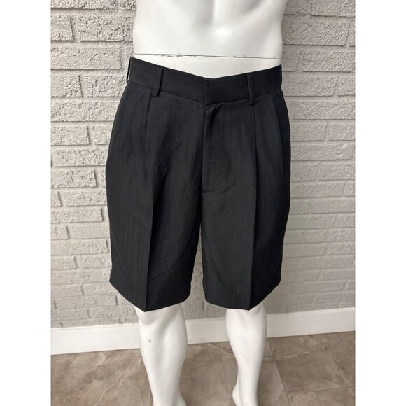 Geoffrey Beene Men Black Pleated Dressy Short Pants Size 34 - Picture 2 of 9